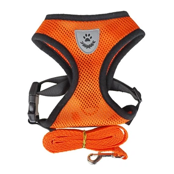 Шлейка для собак с поводком Pet Style "Сетка" Оранжевая XL