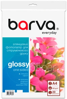 Фотобумага Barva Everyday Глянцевая А4 260 г/м2 20 л (IP-CE260-297)