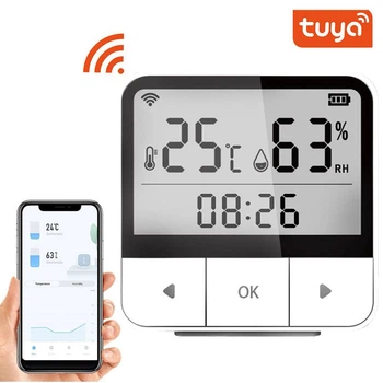 Wifi смарт датчик температури та вологості, годинник Tuya Temperature & Humidity Sensor, віддалений моніторинг