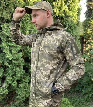 Куртка летняя влагоустойчивая с капюшоном пиксель soft-shell, Куртка пиксель,Тактическая военная ветровка ВСУ 50р.