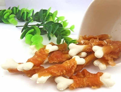 Лакомство Селянські Смаколики для собак кальциевые косточки с курицей 7 см 500 г (6921959210880)