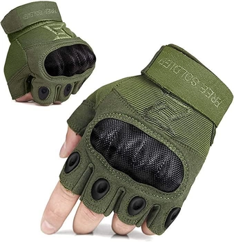 Тактичні безпалі рукавиці FREE SOLDIER L хакі (#EKIP12HL)