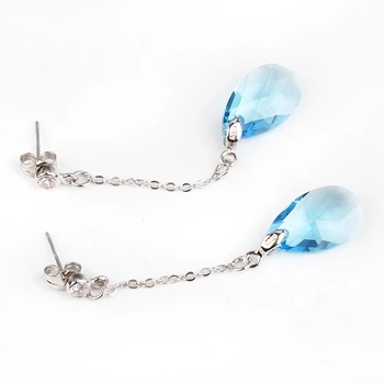 Серьги с кристаллами Сваровски 97217 4,5см*10мм Прозрачный;Голубой
