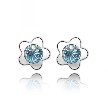 Сережки з кристалами Сваровські 1162557 0,5см*5.5мм Блакитний