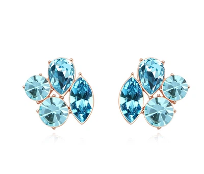 Сережки з кристалами Сваровські 16967 1,6см*15мм Блакитний