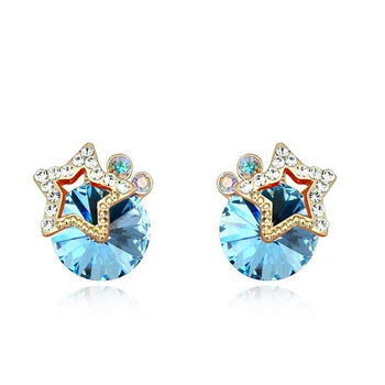 Сережки з кристалами Сваровські 12936 1,5см*15мм Блакитний
