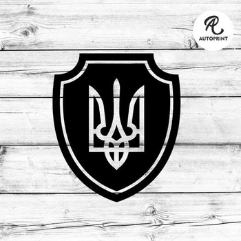 Наклейка на авто Oracal Тризуб Герб Украины на щите Черная 20х17см (РА000-61-b2)