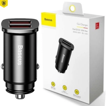 АЗУ с быстрой зарядкой Baseus 2xUSB QC3.0 30W Square Metal Black (CCALL-DS01)