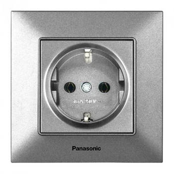 Розетка із заземленням Panasonic Arkedia Slim срібна