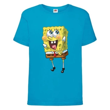 Футболка дитяча Спанч Боб 11 (Sponge Bob) блакитна 152 см