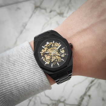 Механические класические мужские часы Forsining 8198 Black