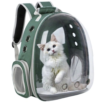 Прозорий рюкзак для перенесення тварин Pet Cat для котів та собак Green