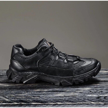 Кросівки чоловічі шкіряні Demi Season 44 (28.5 см) Демісезон 1208 Ukr-Tec (Чорний) тактичні черевики