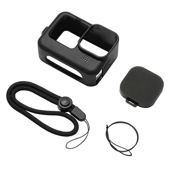 Силіконовий чохол, футляр з кришкою на об'єктив Puluz PU518B для екшен камер GoPro Hero 9, 10 - чорний