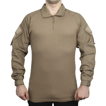 Тактическая рубашка Lesko A655 Sand Khaki 5XL однотонная мужская рубашка с карманами на рукавах