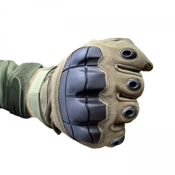 Тактичні рукавички штурмові повнопалі військові колір олива з ударними накладками розмір XL