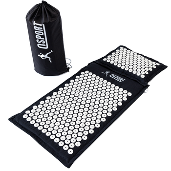 Масажний килимок Аплікатор Кузнєцова + подушка масажер для спини/шиї/голови OSPORT Pro (apl-777) Чорно-білий