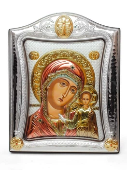 Казанская Икона Божией Матери Prince Silvero 20x25см в серебряной рамке с позолотой MA/E3406/1XC