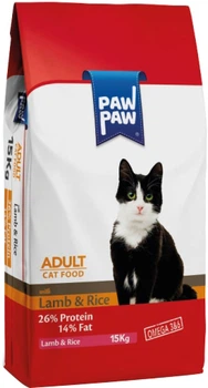 Сухий Корм Hermos Pawpaw Преміум для дорослих котів з Ягням та Рисом 15 кг (8681692100456)