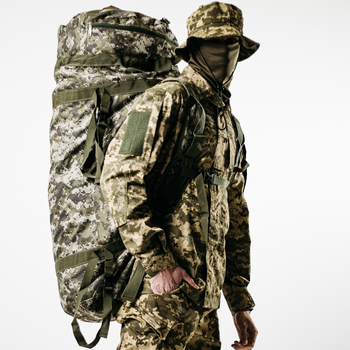Баул армійський піксель, сумка баул армійський 120 л тактичний баул, тактичний баул-рюкзак