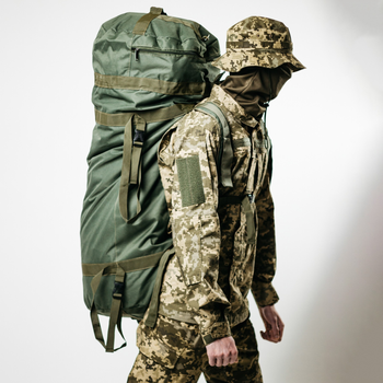 Баул армійський хакі, сумка баул армійський 120 л тактичний баул, тактичний баул-рюкзак