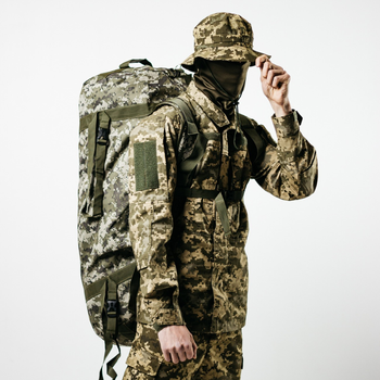 Баул армійський піксель, сумка баул армійський 100 л тактичний баул, тактичний баул-рюкзак