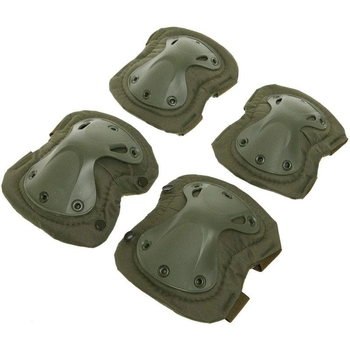 Тактические наколенники и налокотники Knee-Pads защитные анатомической формы олива (армейские для военных ВСУ с быстрым сбросом) YL7548-O