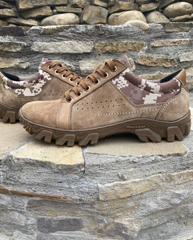 Берцы ботинки тактическая обувь кроссовки облегченные натуральная гидрофобная кожа усиленная пятка и носок Койот 45