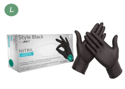 Перчатки нитриловые, черные, размер L, AMPri Style Black 100 шт