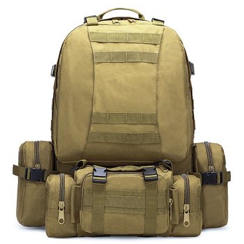 Рюкзак тактичний +3 підсумки AOKALI Outdoor B08 75L (Sand) однотонний багатофункціональний військовий