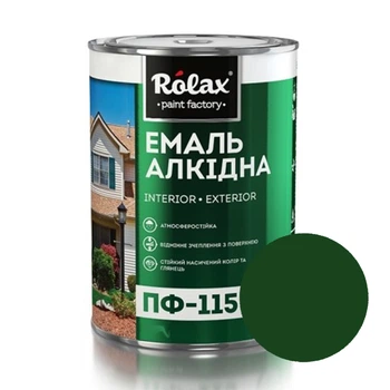 Эмаль алкидная Rolax ПФ-115 №509 зеленая глянцевая 0.9 кг