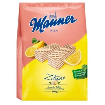 Вафлі Manner Lemon Cream з лимонним кремом, 400 г