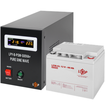 Комплект резервного питания для котла LP (LogicPower) ИБП + гелевая батарея (UPS B500 + АКБ GL 520W)