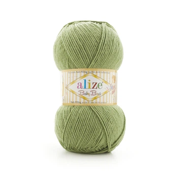 Пряжа для ручного в'язання Alize BABY BEST(бебі бест) акрил антиалергенний - 485 зелений