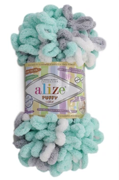Турецкая пряжа для вязания Alize Puffy Color (пуффи колор) пряжа вяжется руками 6408