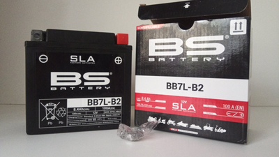 Мото аккумулятор BS BB7L-B2 8 А/ч, 100 А, (-/+), 135х75х133 мм (12N7-3B, YB7L-B, YB7-B2)