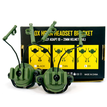 Адаптер для шолома OX Horn Headset Bracket для навушників Peltor Earmor Walkers (tan) олива