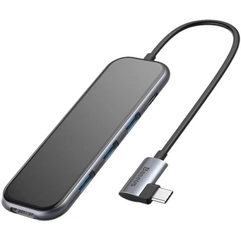Док-станция Baseus CAHUB-BZ0G USB3.1 Type-C - HDMI/USB3.0x3/PD Серая