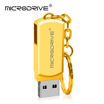 USB Флешка металлическая 32GB для компьютера 32ГБ Microdrive Золотистый