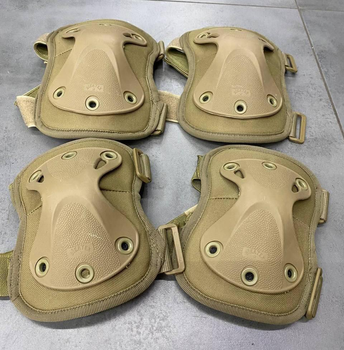Комплект: тактические наколенники и налокотники, тип 1 (до 100 кг), защитные для военных, цвет Койот