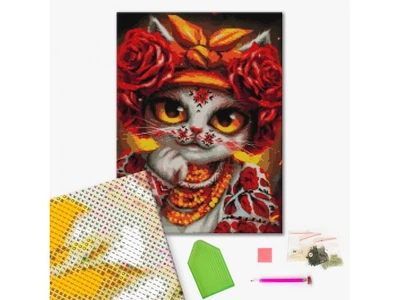 Алмазна мозаїка Киця Троянда, Brushme (40х50 см), DBS1084