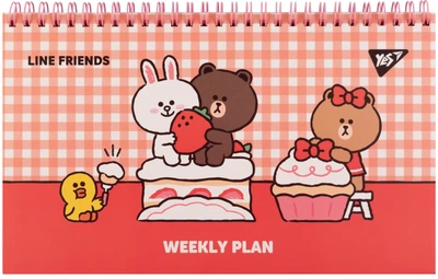 Настольный планер YES Line Friends на спирали 25 х 15 см 52 листа (252180)