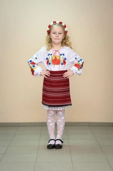 Спідниця Волинські візерунки українська ткана на запах 122 см бордова