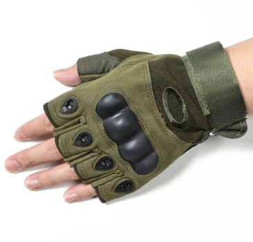 Тактические перчатки защитные беспалые олива XL