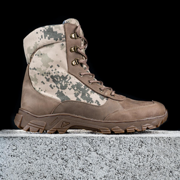 Берцы тактические мужские Light Boots 45 (30 см) Весна/Лето Кожа с Кордурой ботинки легкие (Пиксель)