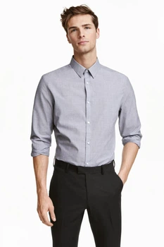 Сорочка чоловіча H&M сіра S (0400531)