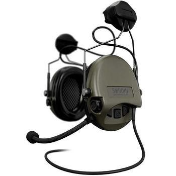 Професійні Активні Тактичні Навушники з Мікрофоном Адаптер під Шолом Sordin MIL CC ARC Rail Олива PVC 72332-06-С