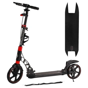 Двухколесный самокат Best Scooter с фарой и дисковым тормозом 230 мм прочная металлическая конструкция с амортизацией для подростков и взрослых Черный