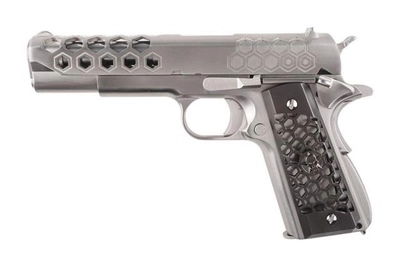 Страйкбольний пістолет WE Colt 1911 Hex Cut V.3 Silver GBB
