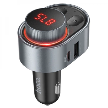 FM-Модулятор Hoco E72 Alegria PD30W car BT FM transmitter Черно-Серый Подсветка и дисплей